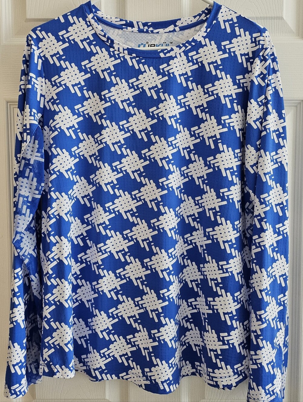 Ibkul XL Top Blue White Long Sleeve Activeware UPF Sports Walking